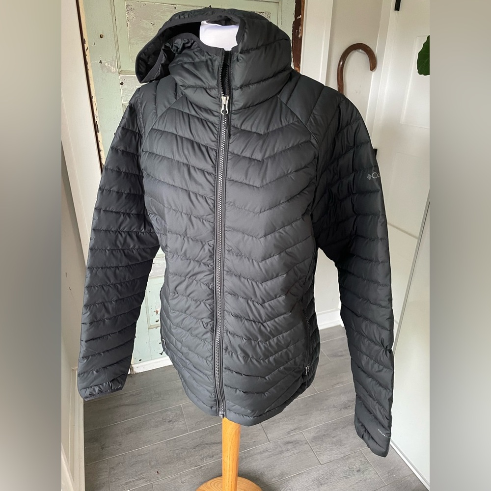 Women’s Columbia Powder Lite Hooded Jacket Coat Black XL